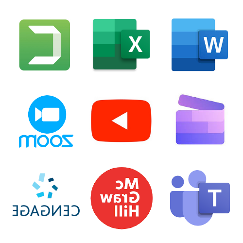 Several technology app logos arranged together.